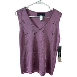 Jones New York Women’s Size Medium Knit Beaded V-Neck Tank Top NEW